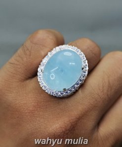 Cincin Batu Kecubung Biru Laut Aquamarine Asli Ring Perak_4