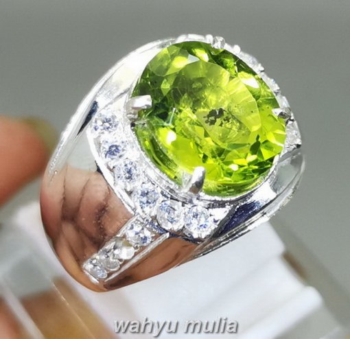 Cincin Batu Permata Hijau Peridot Original Ring Perak_2