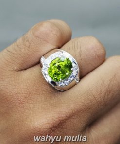 Cincin Batu Permata Hijau Peridot Original Ring Perak_4