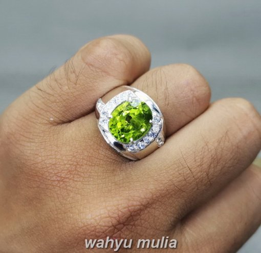 Cincin Batu Permata Hijau Peridot Original Ring Perak_4