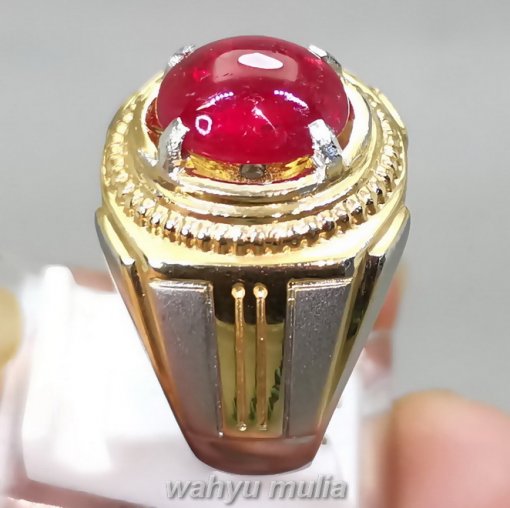 Cincin Batu Permata Merah Delima Natural Ruby Asli_3