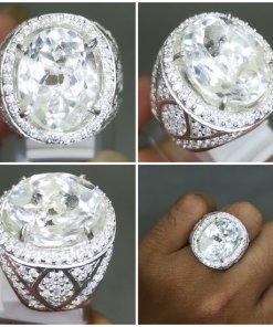 Batu Cincin Kecubung Air es Kristal Quartz Ring Perak Asli_4