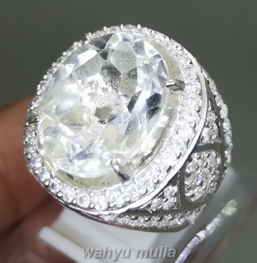 Batu Cincin Kecubung Air es Kristal Quartz Ring Perak Asli_6