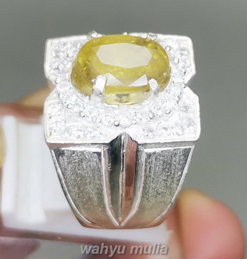 Batu Cincin Yakut Yellow Safir Natural Ring Perak_3