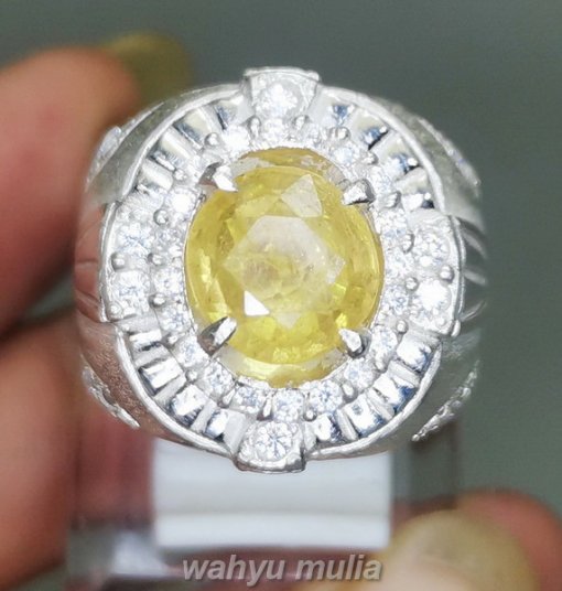 Batu Cincin Yellow Safir Yakult Kuning Bagus Asli Ring Perak_6