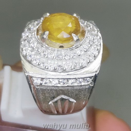 Batu Permata Yakut Yellow safir Golden Bagus Ring Perak_3