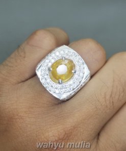 Batu Permata Yakut Yellow safir Golden Bagus Ring Perak_4