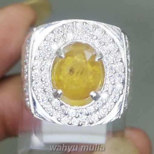 Batu Permata Yakut Yellow safir Golden Bagus Ring Perak_6