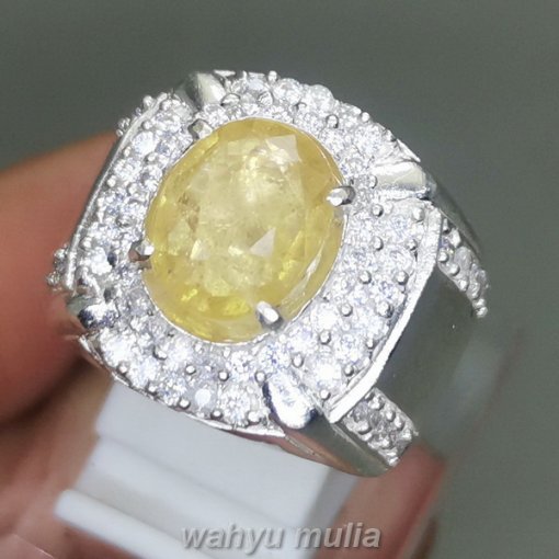 Cincin Batu Natural Yellow Safir Yakut Ring Perak Ori_1