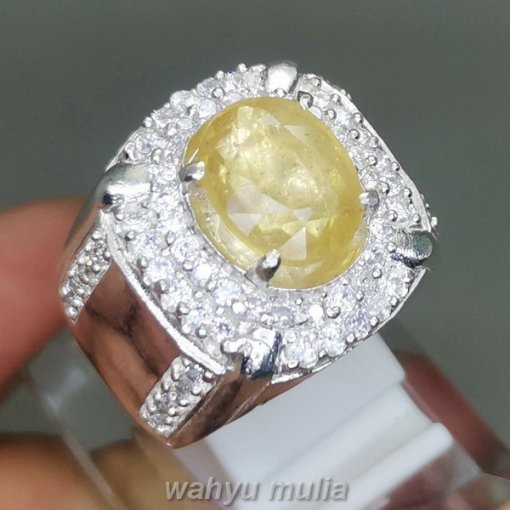 Cincin Batu Natural Yellow Safir Yakut Ring Perak Ori_2