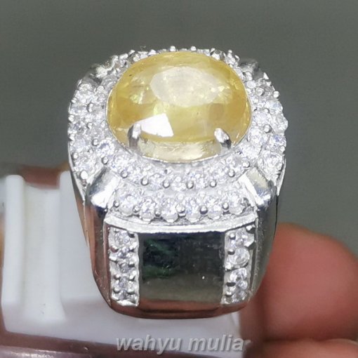 Cincin Batu Natural Yellow Safir Yakut Ring Perak Ori_3