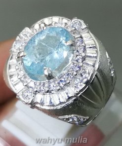 Cincin Batu Permata Aquamarine Natural Ring Perak_1