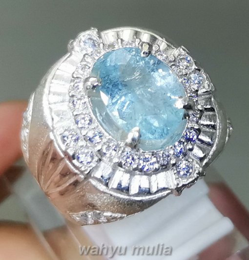 Cincin Batu Permata Aquamarine Natural Ring Perak_2