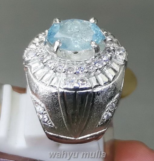 Cincin Batu Permata Aquamarine Natural Ring Perak_3