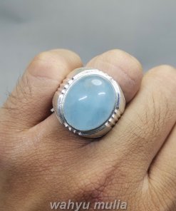 Batu Aquamarine Ring Perak Kecubung Biru Laut Asli_4