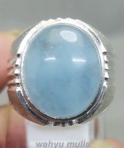 Batu Aquamarine Ring Perak Kecubung Biru Laut Asli_6